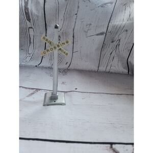VTG METAL RAILROAD CROSSING SIGN TOY TRAIN SET DISPLAY